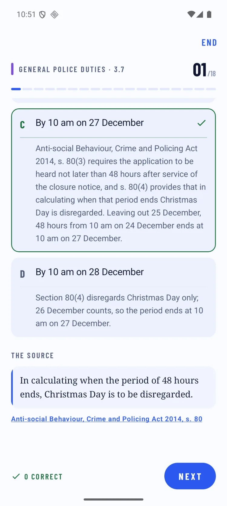 The source for the answer: the passage of the Anti-social Behaviour, Crime and Policing Act 2014, section 80, quoted with its citation
